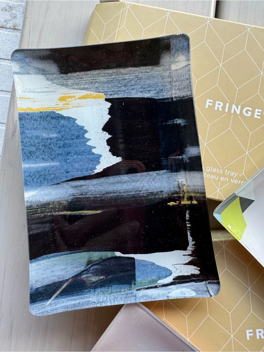 Fringe Studio Glass Trinket Trays in Black, Blue, Green and Pink